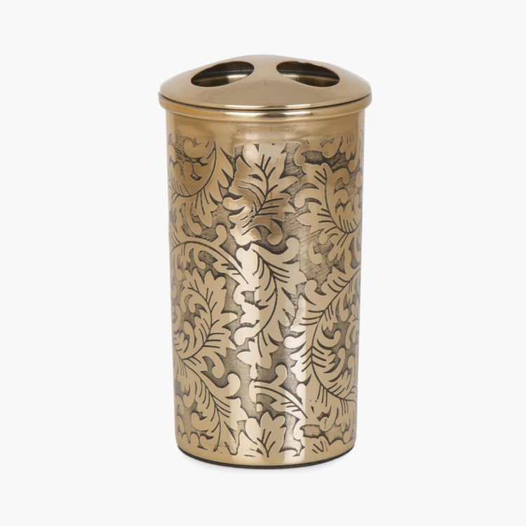 Hudson Stelle Printed Steel Round Toothbrush Holder