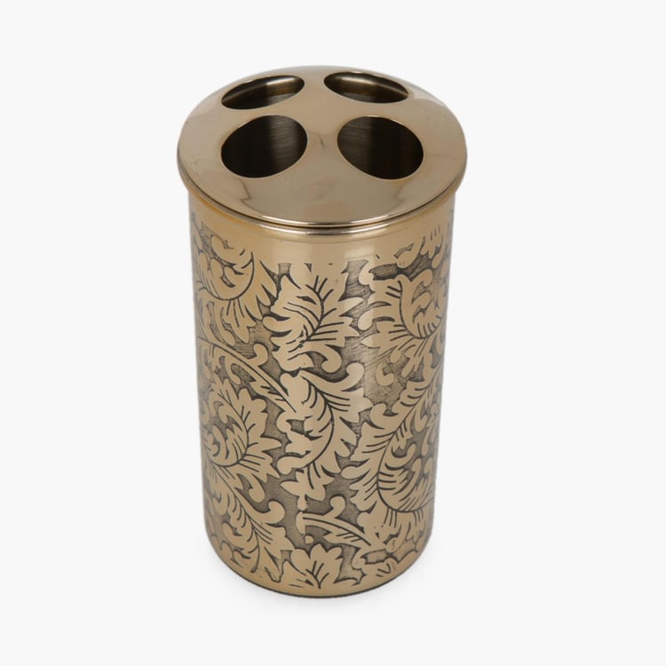 Hudson Stelle Printed Steel Round Toothbrush Holder