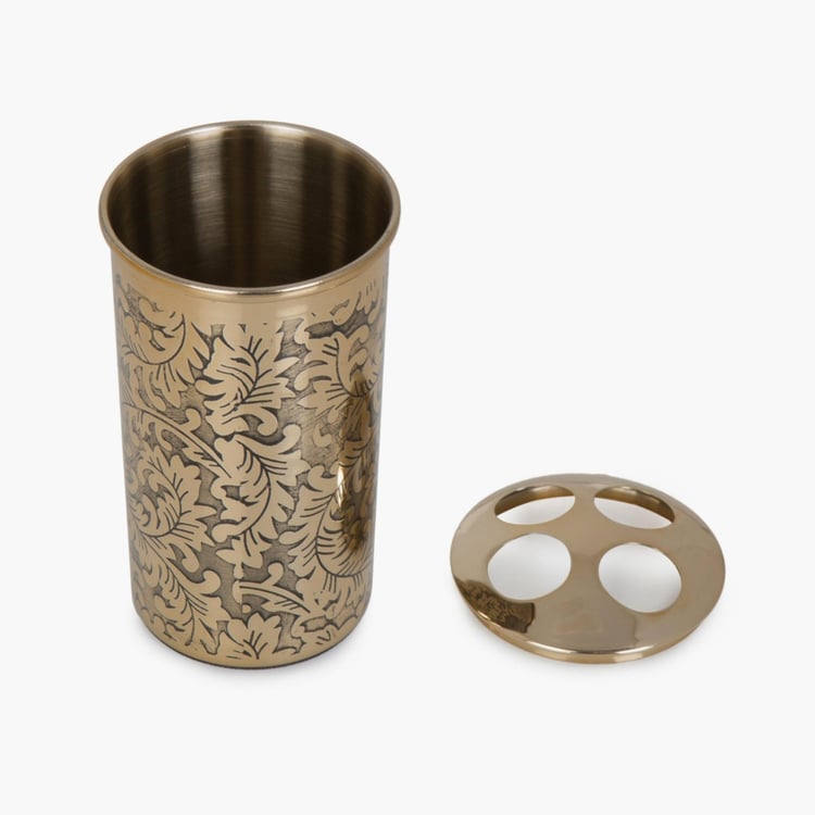 Hudson Stelle Printed Steel Round Toothbrush Holder