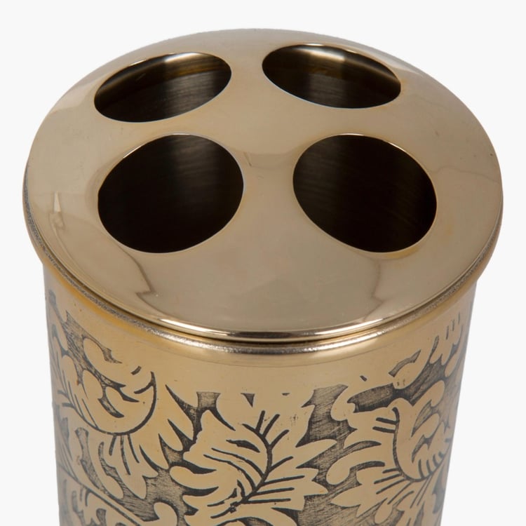 Hudson Stelle Printed Steel Round Toothbrush Holder