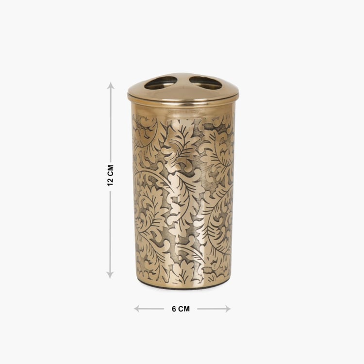 Hudson Stelle Printed Steel Round Toothbrush Holder