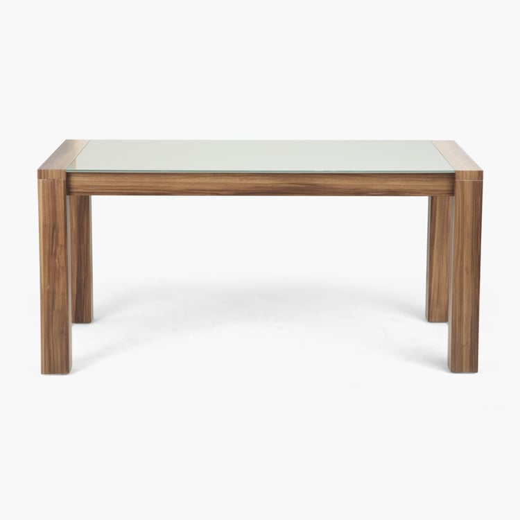 Crystal Dining Table Without-Chair - 6 Seater - Beige-Without Chair