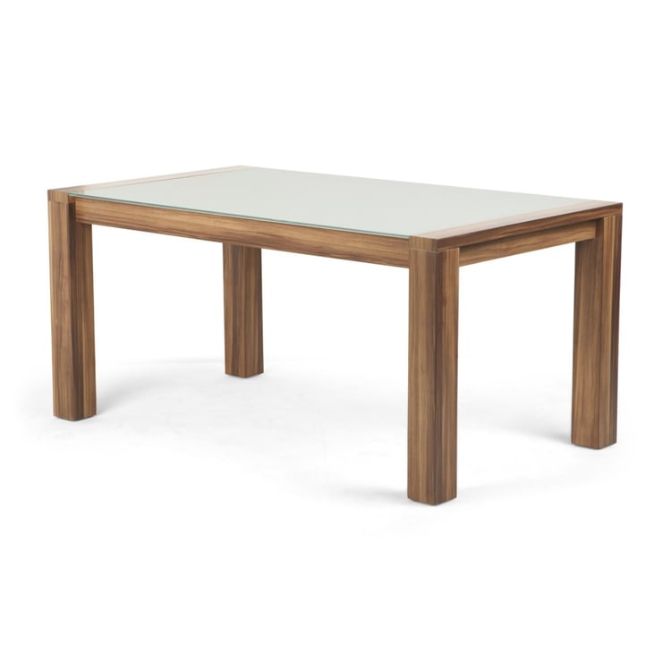 Crystal Dining Table Without-Chair - 6 Seater - Beige-Without Chair