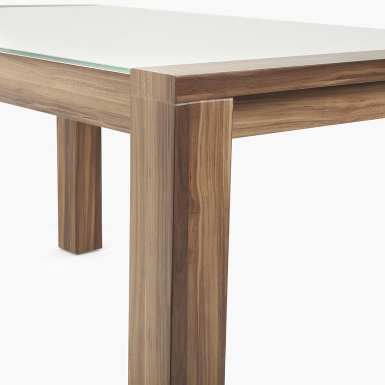 Crystal Dining Table Without-Chair - 6 Seater - Beige-Without Chair