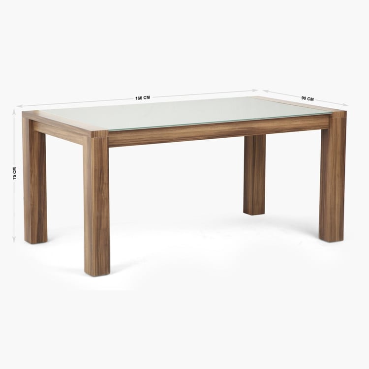 Crystal Dining Table Without-Chair - 6 Seater - Beige-Without Chair