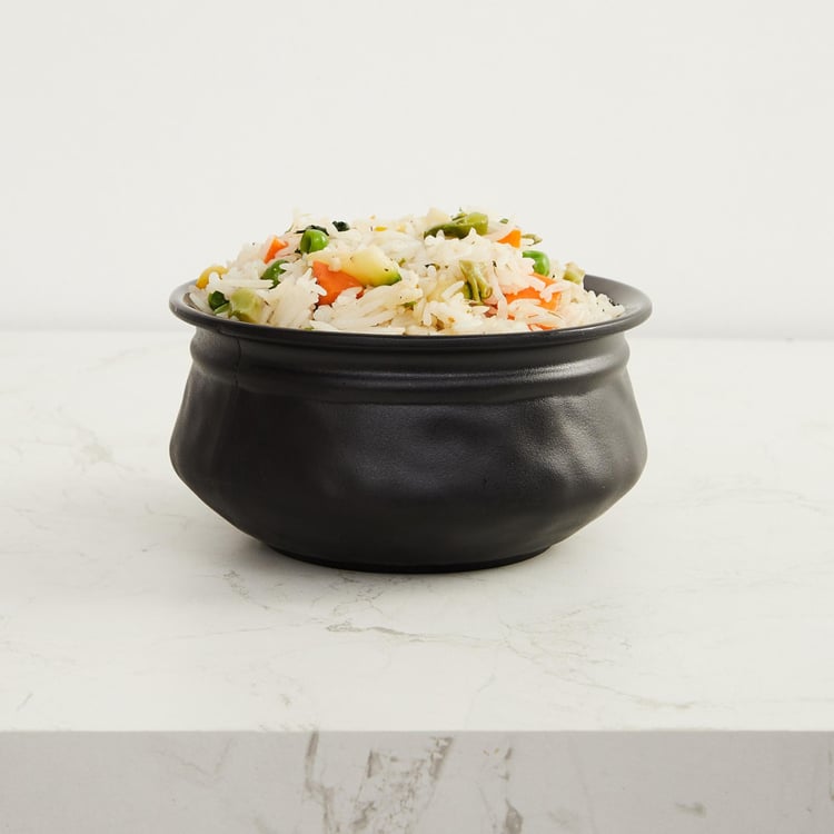 Silvano India Serving Black Melamine Solid Handi - 12x6.5cm