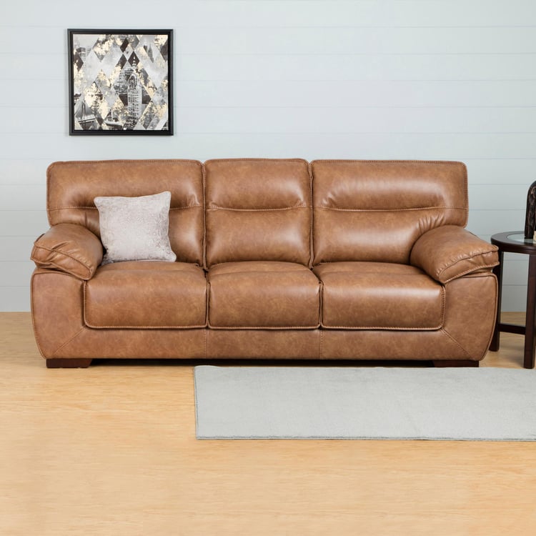 Walker Faux Leather 3-Seater Sofa - Brown