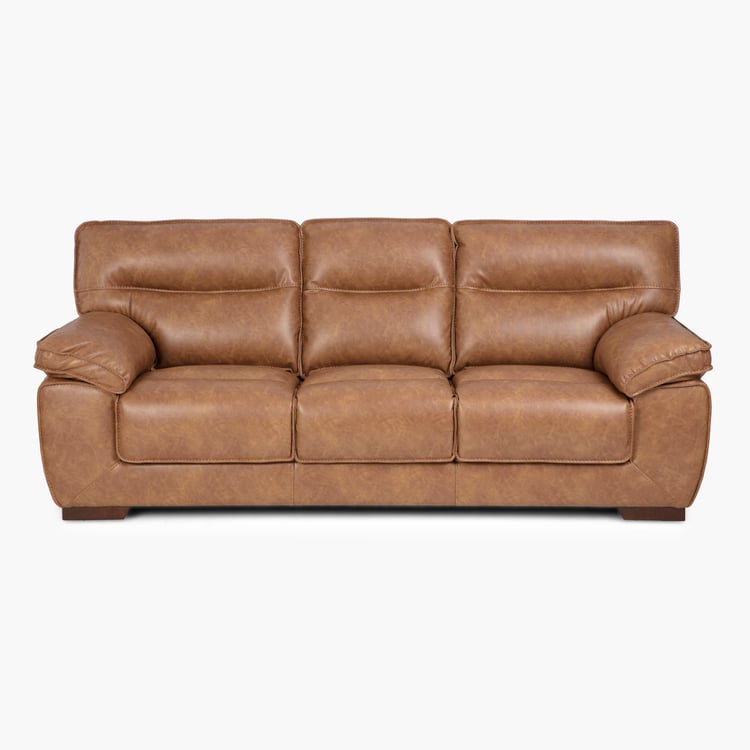 Walker Faux Leather 3-Seater Sofa - Brown