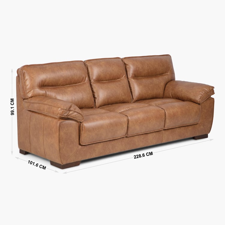 Walker Faux Leather 3-Seater Sofa - Brown