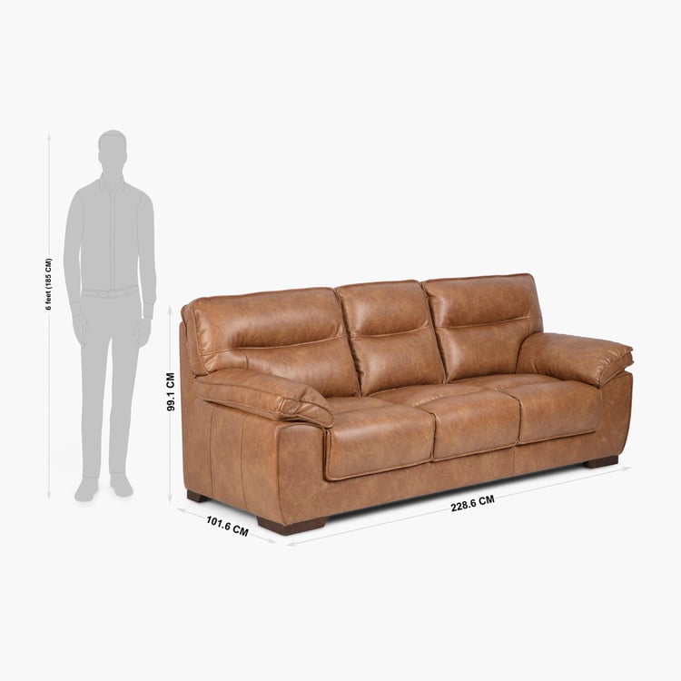 Walker Faux Leather 3-Seater Sofa - Brown