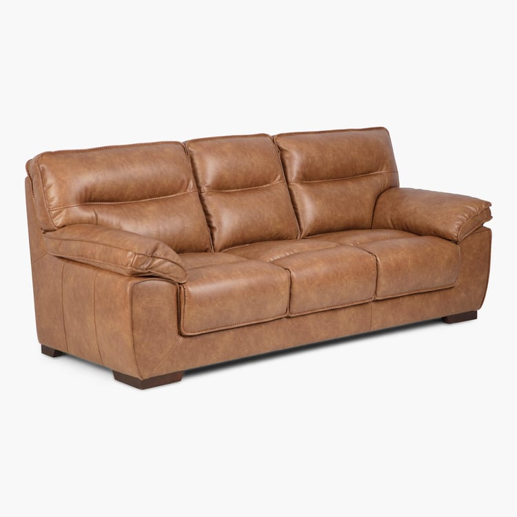 Walker Faux Leather 3-Seater Sofa - Brown