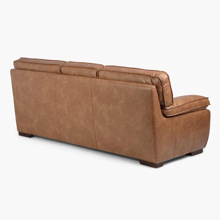 Walker Faux Leather 3-Seater Sofa - Brown