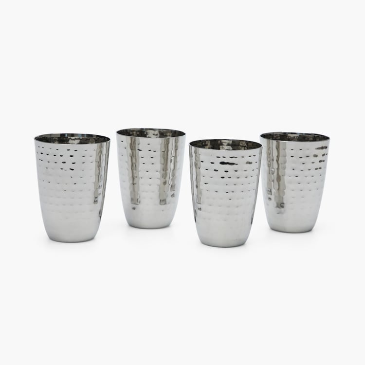 Blaze Set of 4 Stainless Steel Hammered Tumblers