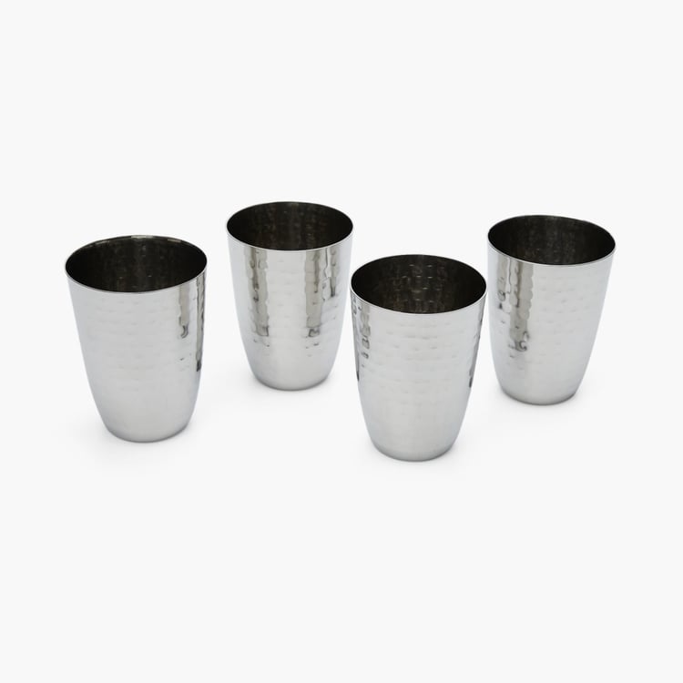 Blaze Set of 4 Stainless Steel Hammered Tumblers