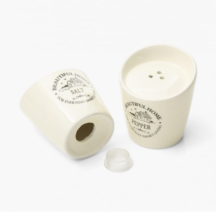 Beautiful Home Ceramic 4-Piece Condiment Set with Bamboo Tray & Spoon