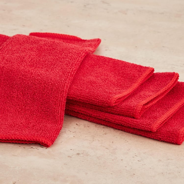 Indus Red�Solid Cleaning Cloth Cotton - Set Of 5 Pcs