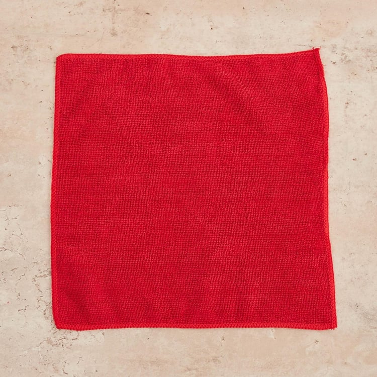 Indus Red�Solid Cleaning Cloth Cotton - Set Of 5 Pcs