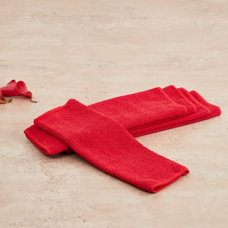 Indus Red�Solid Cleaning Cloth Cotton - Set Of 5 Pcs