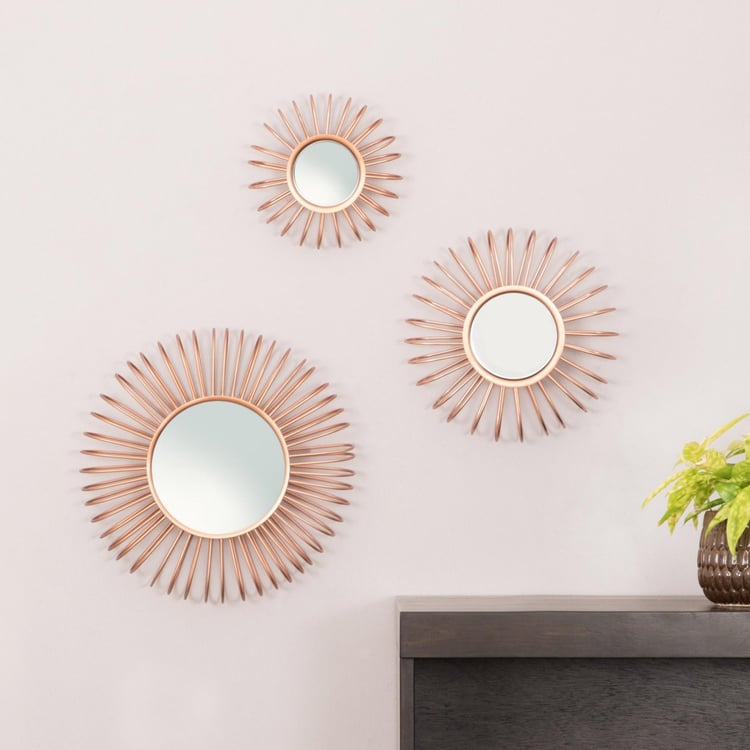 Photomontage Round Wall Decor Mirrors- Set Of 3 Pcs.
