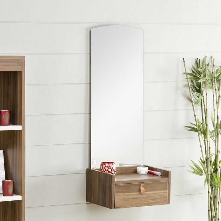 Claire Contemporary Walnut Compressed Wood Console With Mirror