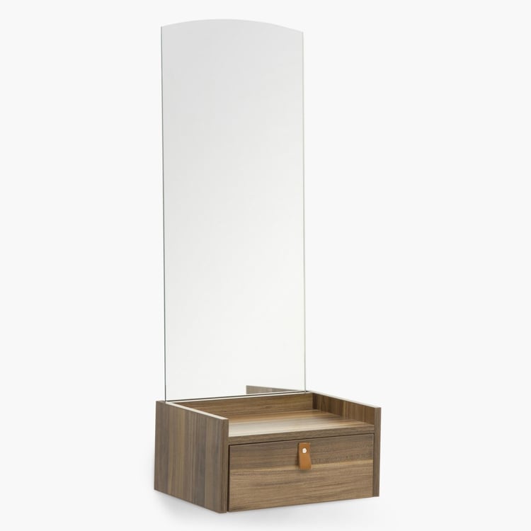 Claire Contemporary Walnut Compressed Wood Console With Mirror