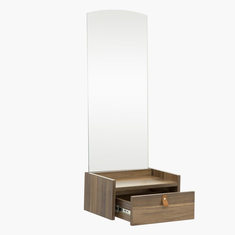Claire Contemporary Walnut Compressed Wood Console With Mirror