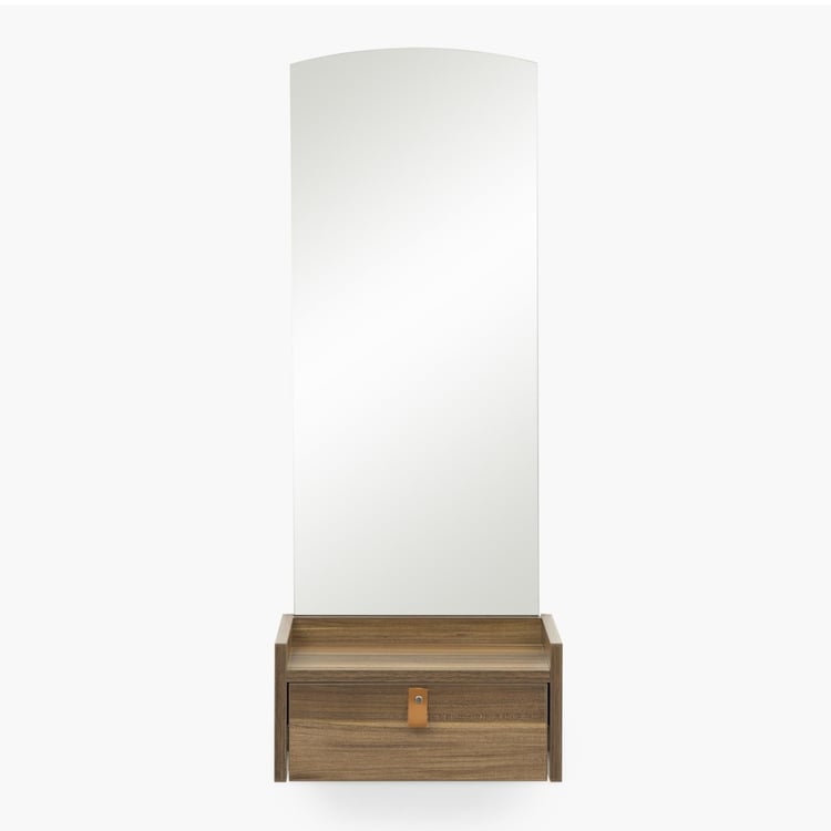 Claire Contemporary Walnut Compressed Wood Console With Mirror