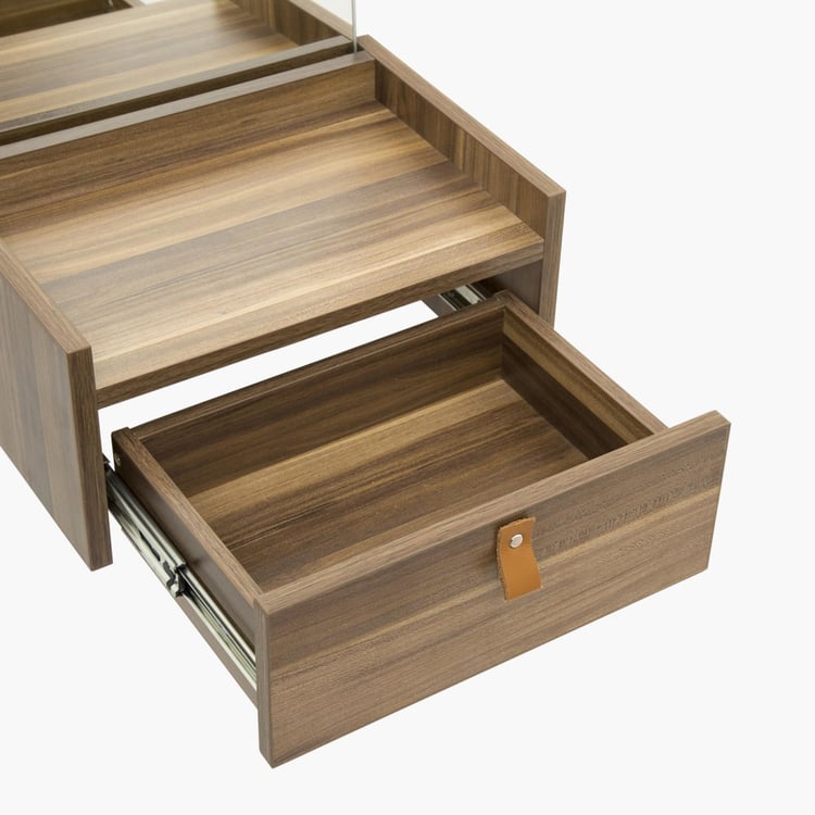 Claire Contemporary Walnut Compressed Wood Console With Mirror