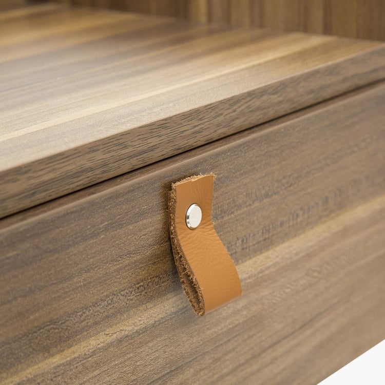 Claire Contemporary Walnut Compressed Wood Console With Mirror