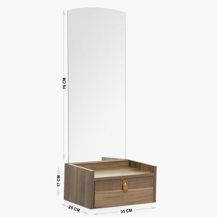 Claire Contemporary Walnut Compressed Wood Console With Mirror