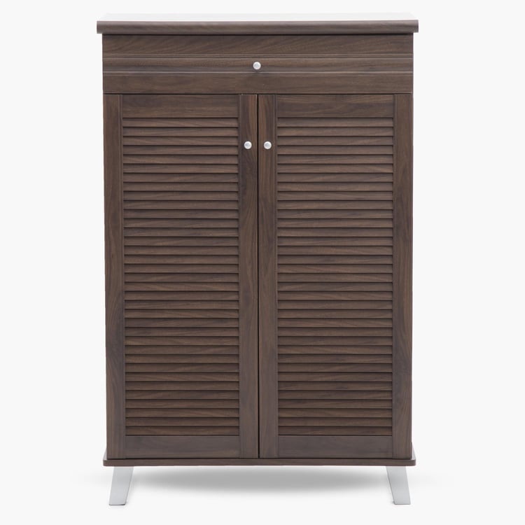 Lewis 16 Pairs Shoe Cabinet with Drawer - Brown