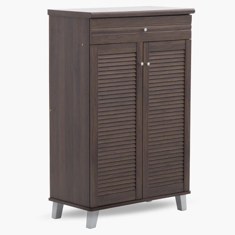 Lewis 16 Pairs Shoe Cabinet with Drawer - Brown