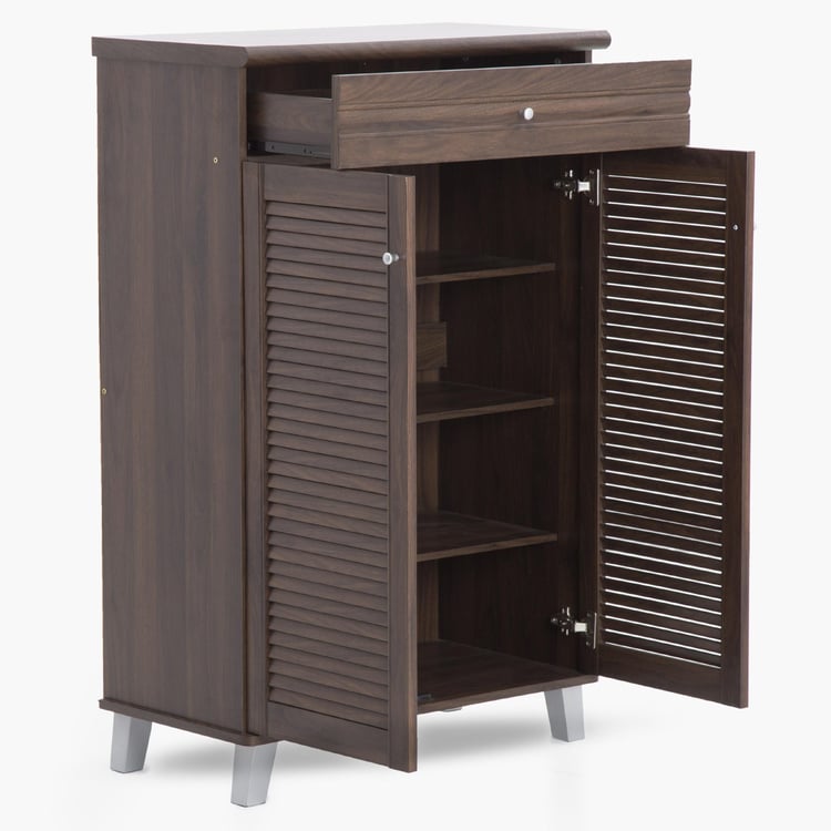 Lewis 16 Pairs Shoe Cabinet with Drawer - Brown