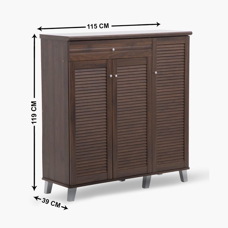 Lewis 26 Pairs Shoe Cabinet with Drawer - Brown