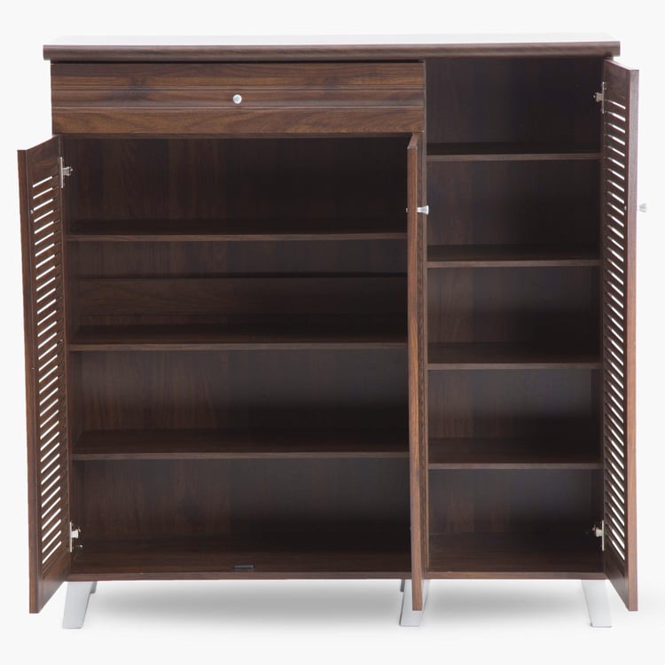 Lewis 26 Pairs Shoe Cabinet with Drawer - Brown
