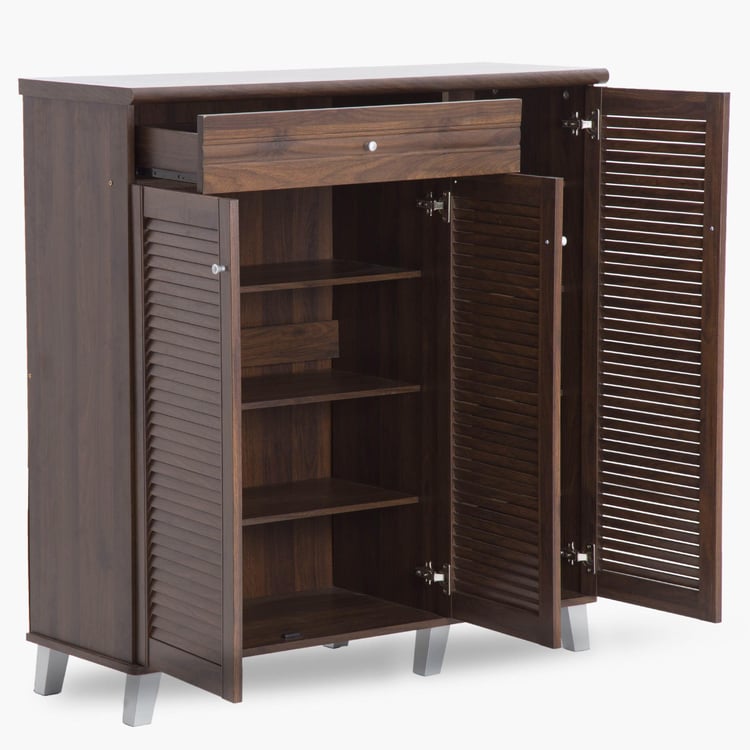 Lewis 26 Pairs Shoe Cabinet with Drawer - Brown