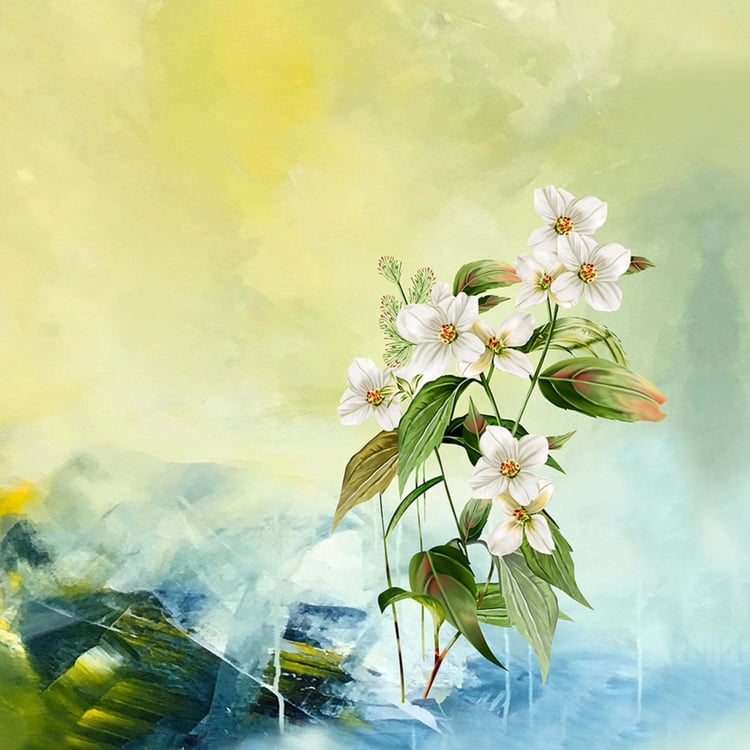 PORTICO Pixella Printed King Size Flat Bed Linen-Set Of 3 Pcs.