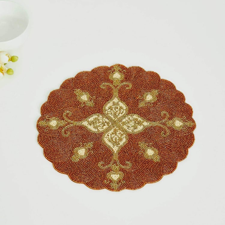Cinder Beaded Round Placemat - 34.5 x 34.5 cm