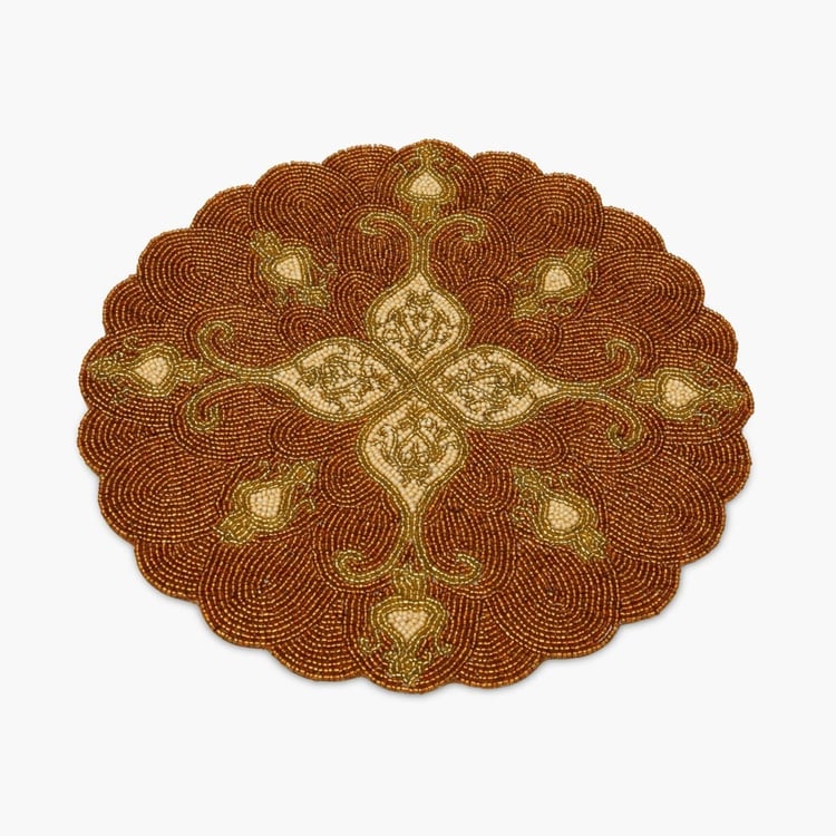 Cinder Beaded Round Placemat - 34.5 x 34.5 cm