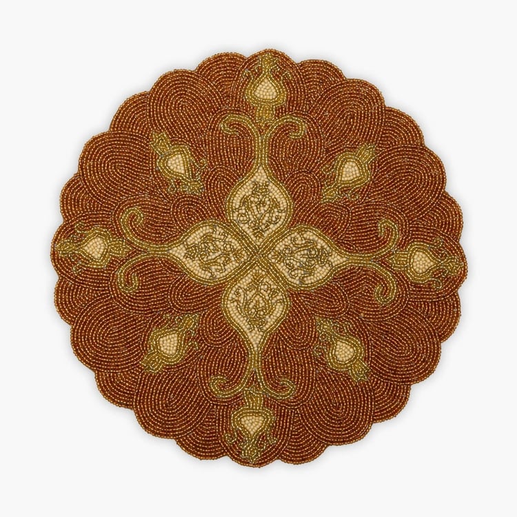 Cinder Beaded Round Placemat - 34.5 x 34.5 cm