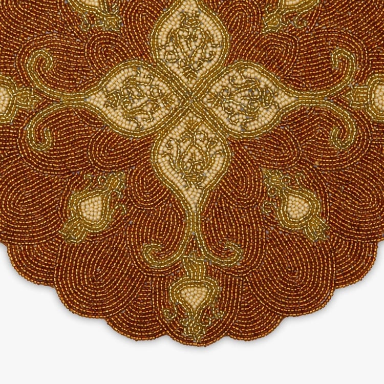 Cinder Beaded Round Placemat - 34.5 x 34.5 cm