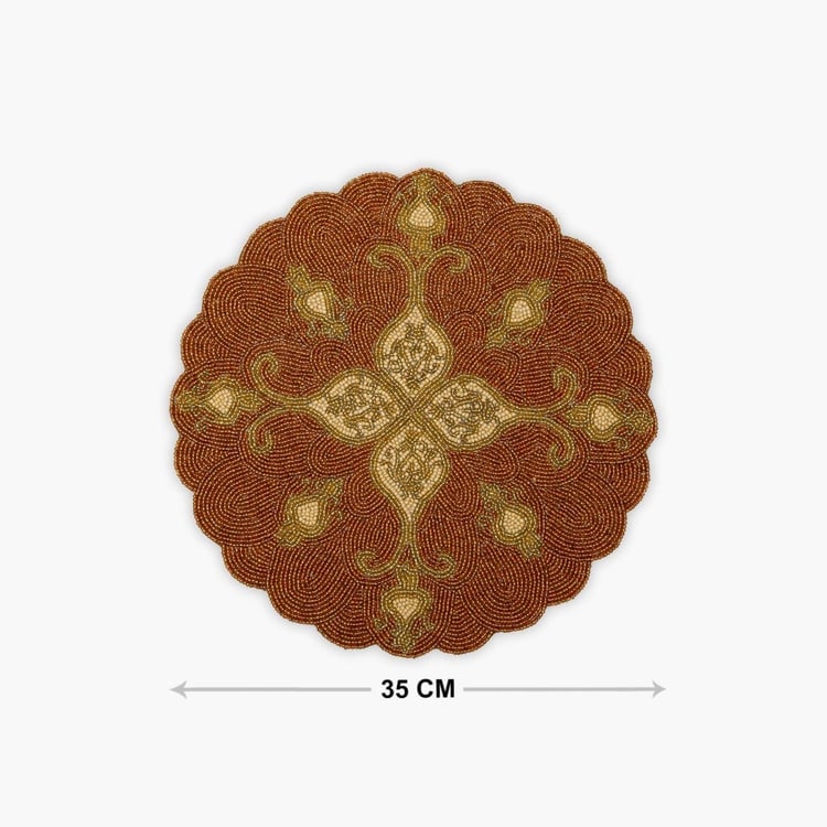 Cinder Beaded Round Placemat - 34.5 x 34.5 cm
