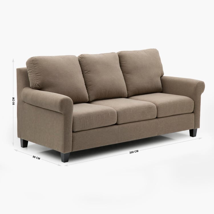 Portclair Hawai Fabric 3-Seater Sofa - Brown