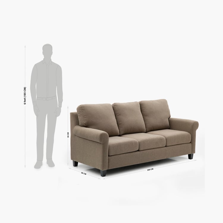 Portclair Hawai Fabric 3-Seater Sofa - Brown