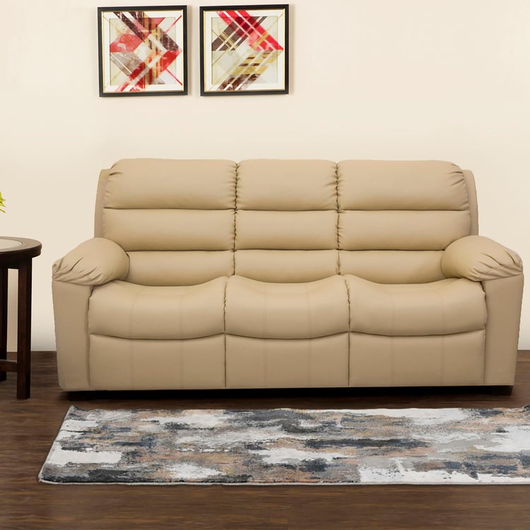 Petals Leather 3-Seater Sofa - Beige