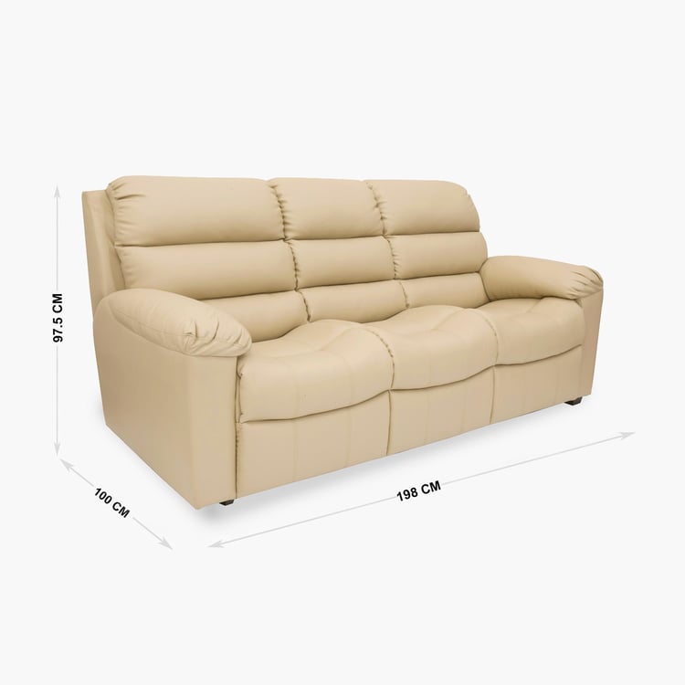 Petals Leather 3-Seater Sofa - Beige