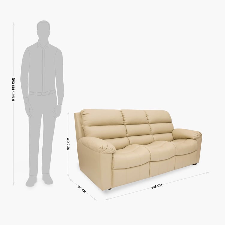 Petals Leather 3-Seater Sofa - Beige