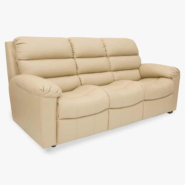 Petals Leather 3-Seater Sofa - Beige