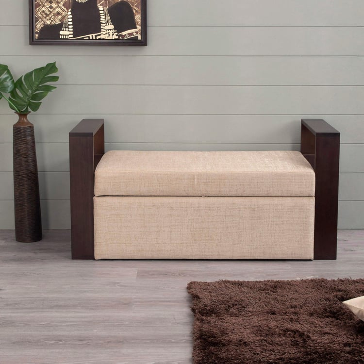 Delport Fabric Bench with Storage - Beige