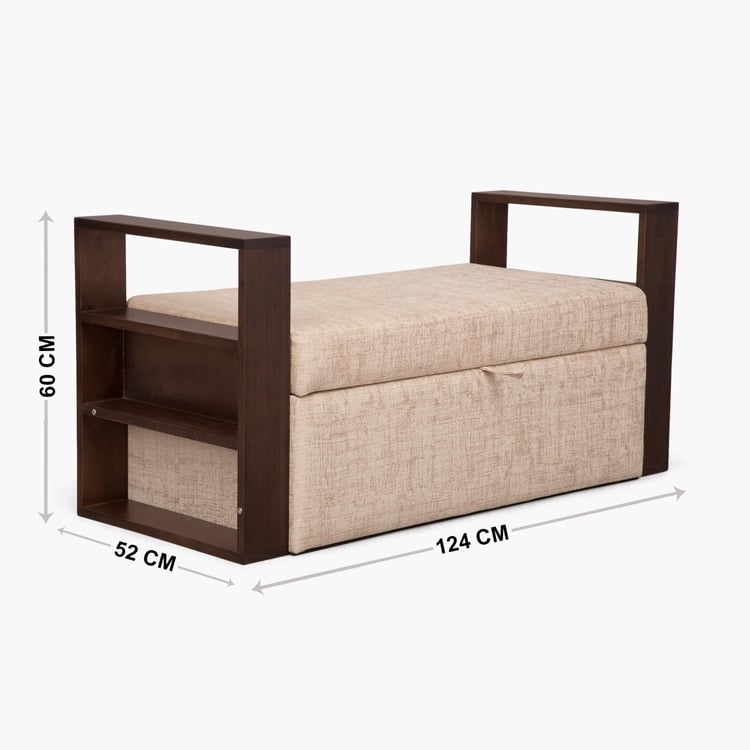 Delport Fabric Bench with Storage - Beige